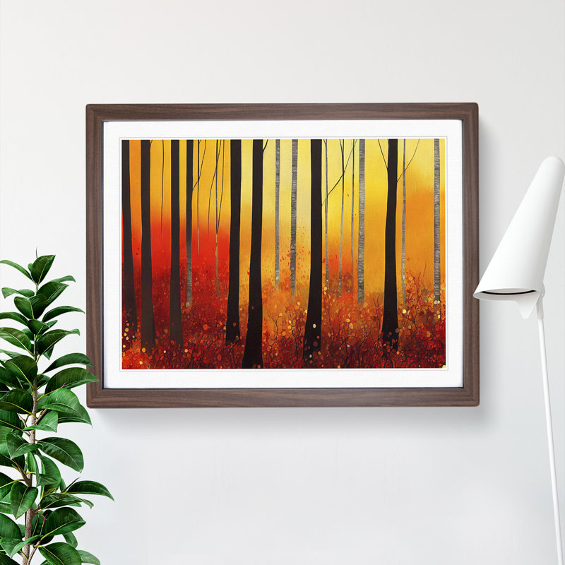 Bright Autumn Forest - Single Picture Frame Print, 25cm H x 34cm W x 2cm D, Walnut Framed