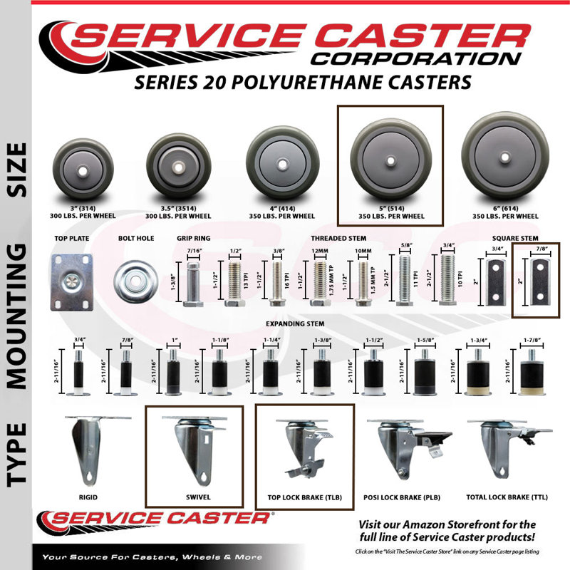 Polyurethane Caster, Gray