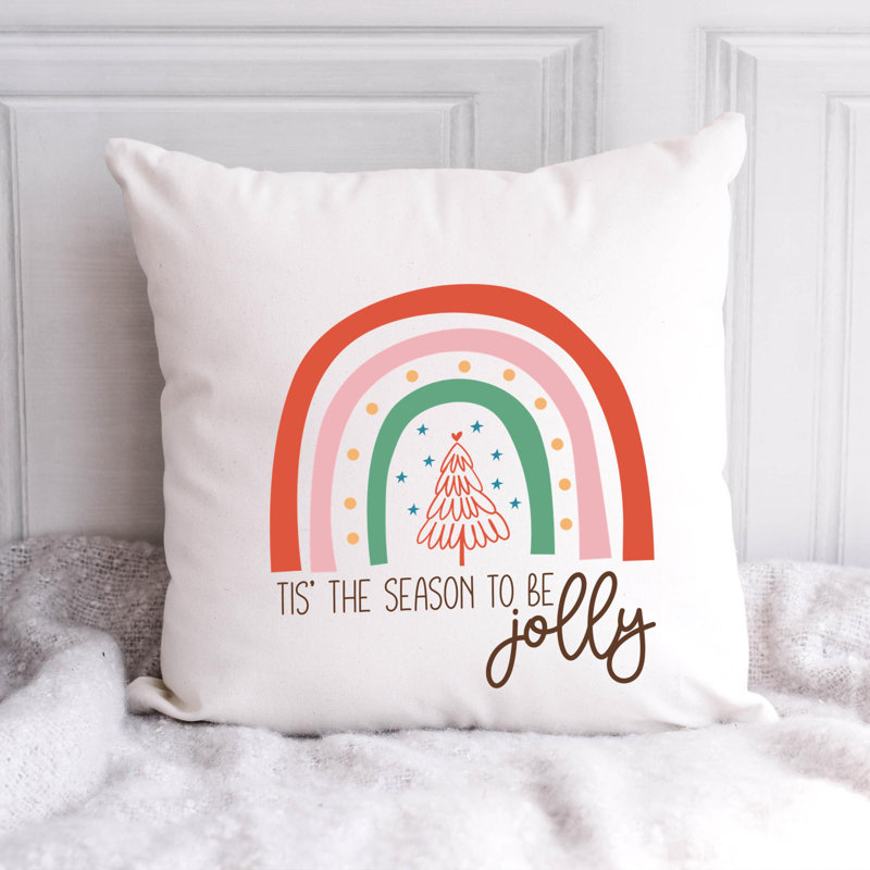 ChristmasRainbow-01 Reversible Throw Pillow, 14" x 14"