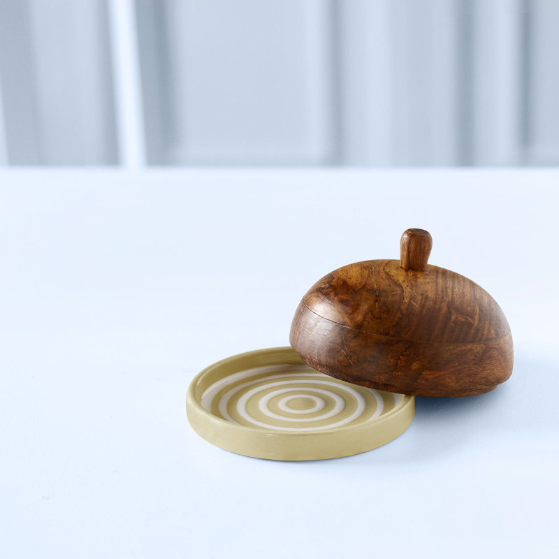 Lily Manor Ceramic Butter Dish, Brown/Beige