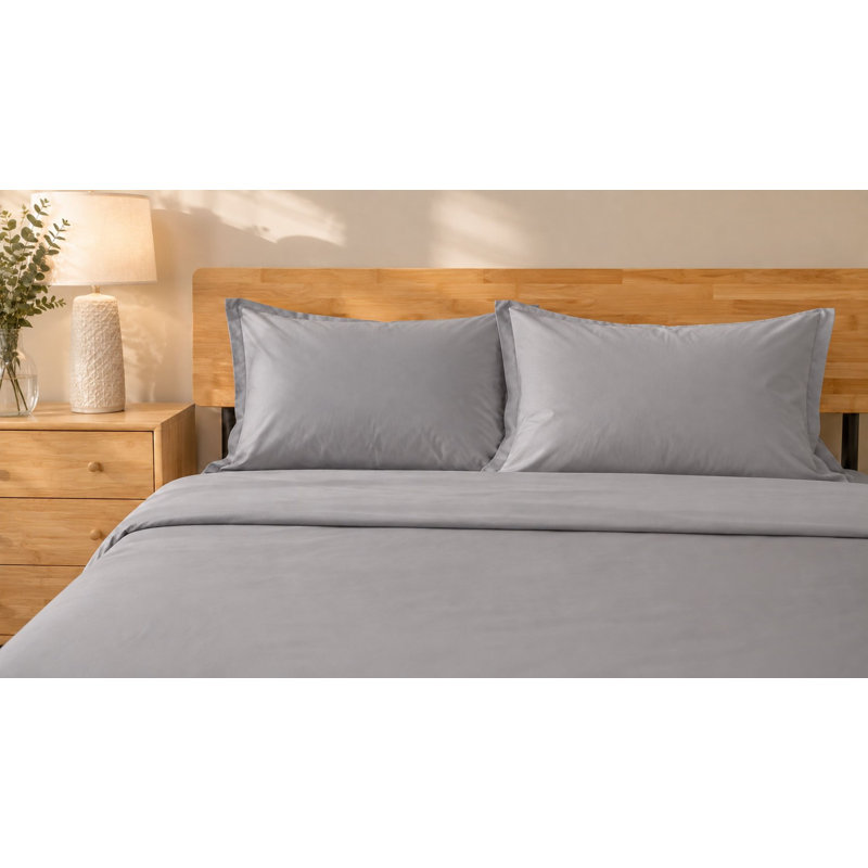 Ensemble de housse de couette en coton synthétique, ensemble de 3 pièces, fibres végétales, 300TC, Grey