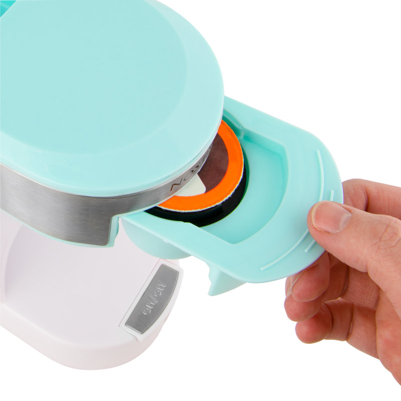 Aqua and White Single Serve Coffee Maker with Reusable Filter