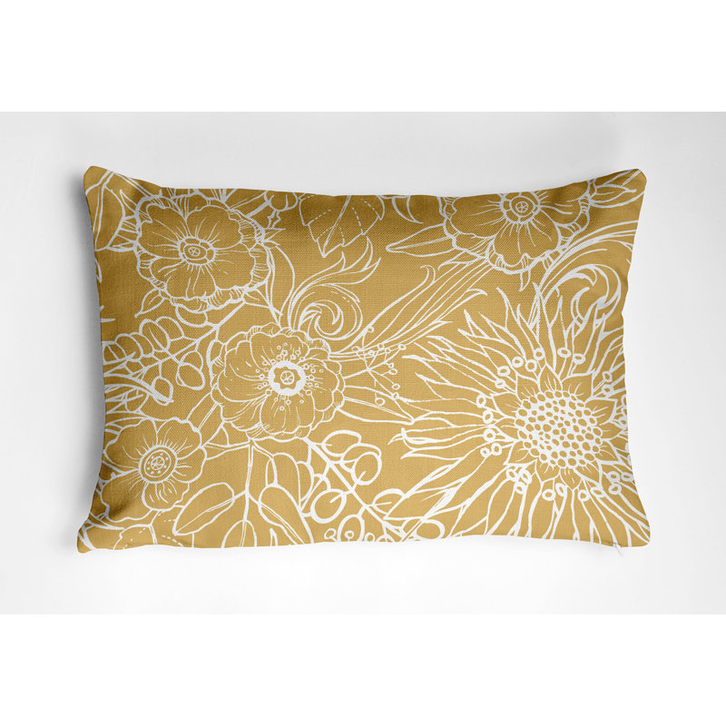 Cuban Flare Print Faux Linen Textured Pillow, Yellow