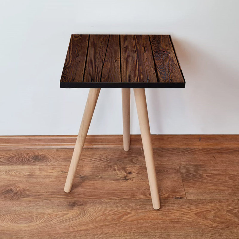 Modern Side Table with Beech Wood Legs, Brown Finish, 13.8 x 16.5 x 13.8 inches | 100% MDF Construction, Thickness: 0.7 inches | Scandinavian Design, Perfect for Living Room & Bedroom, Stylish & Functional