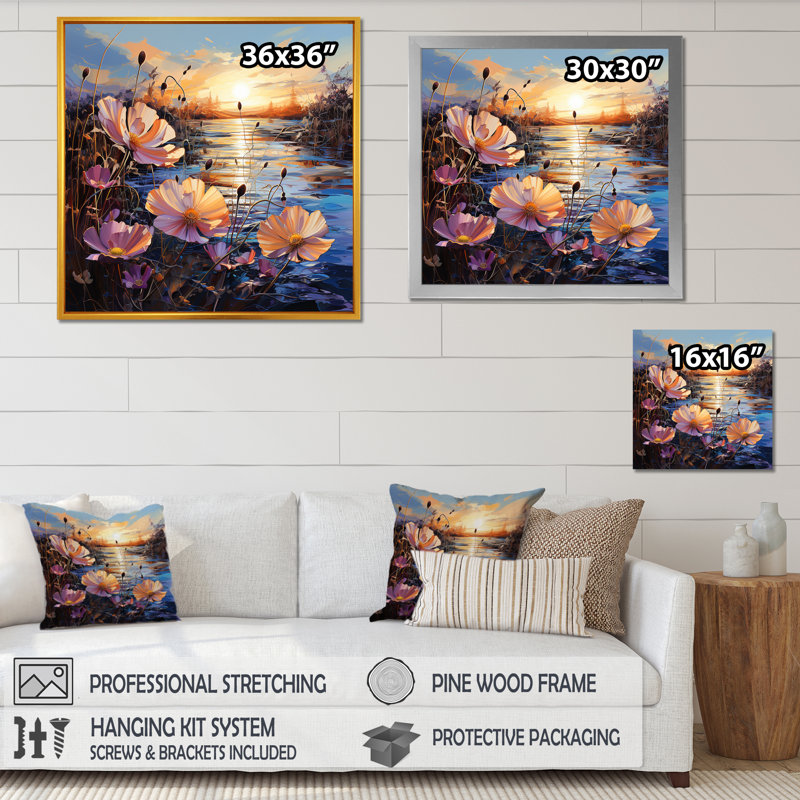 «Pink Morning Glory», art liquide sur fond de fleurs III sur toile, Toile tendue, H 36 po x l 36 po x P 1,5 po