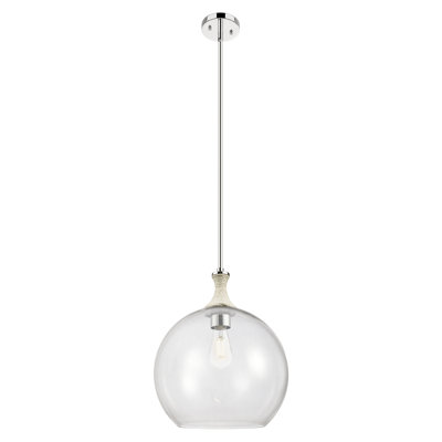 Downtown Urban - Wolford - 1 Light 14" Rope Detailed Stem Hung Pendant - White Cord Wrap Accent - Clear Shade