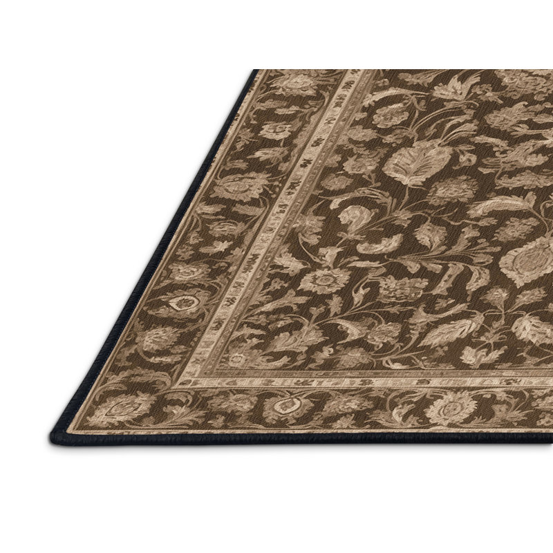Tapis brun lavable à la machine, Rond 4 pi
