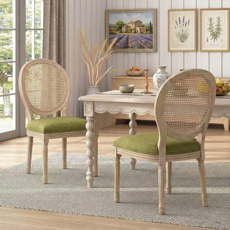 Ensemble de chaises de salle à manger French Country Cane, Vert