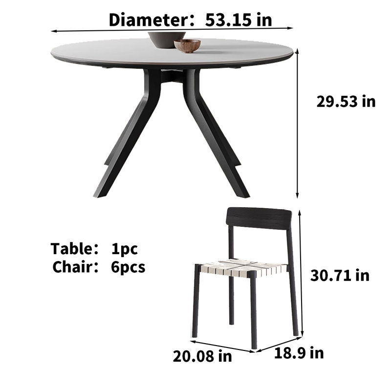 Table de salle à manger française rétro, H 29,53 po x L 53,15 po x l 53,15 po