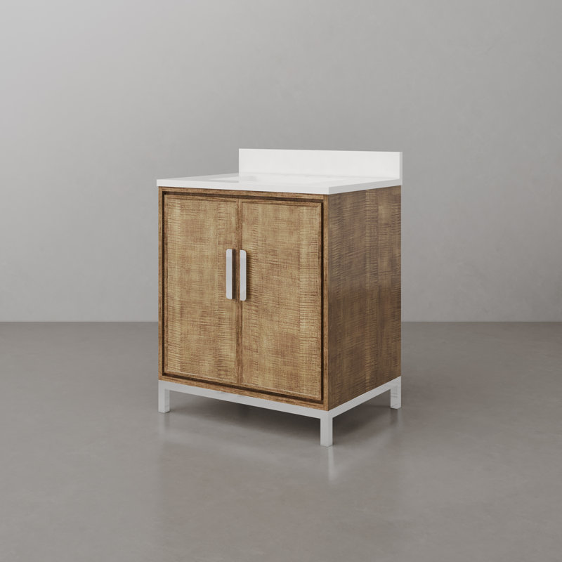 Brookhn 30 In. Single Sink Whitebrook Quartz Countertop Bath Vanity in Lustrous Walnut