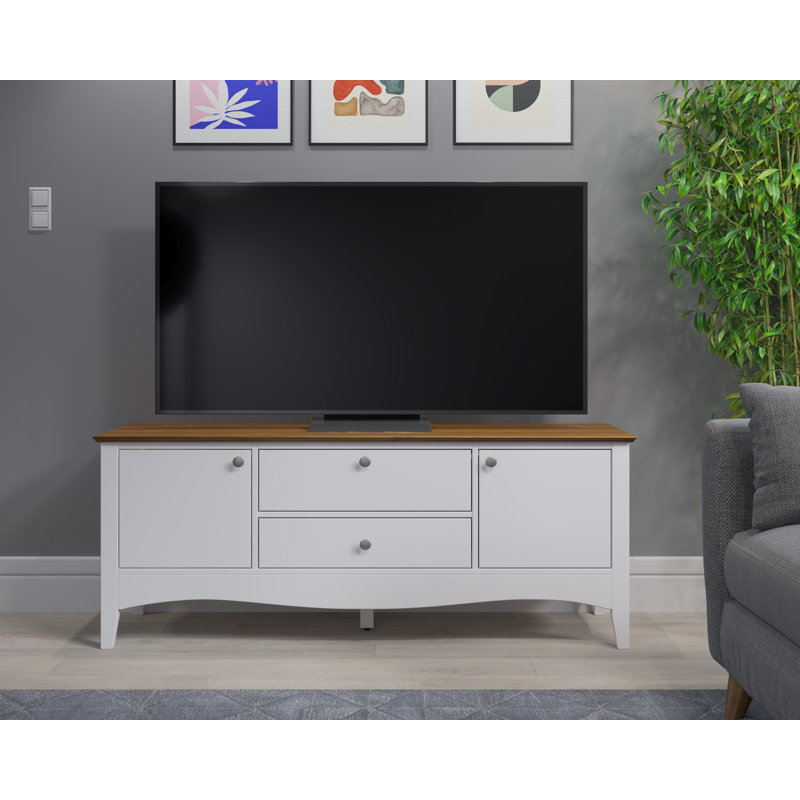 Delrick TV Stand, White/Brown