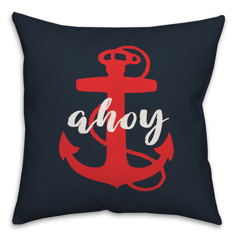  Coussin décoratif Ahoy Anchor, 16 po x 1 po, Pas de bourre