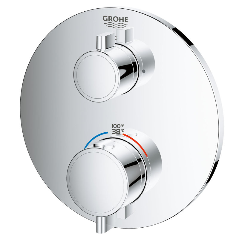 Ensemble de garniture de robinet thermostatique de douche à 2 poignées à deux fonctions GROHE Grohtherm, Chrome StarLight