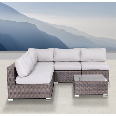Rattan Wicker Fully Assembled 4 - Person Seating Group with Cushions
