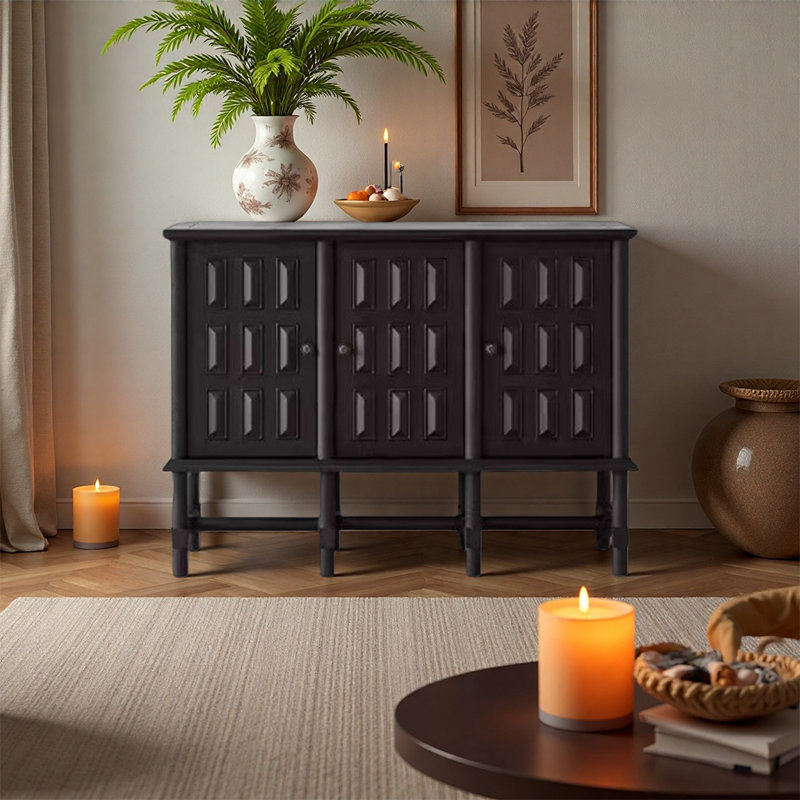 Buffet en bois massif rétro français, Noir