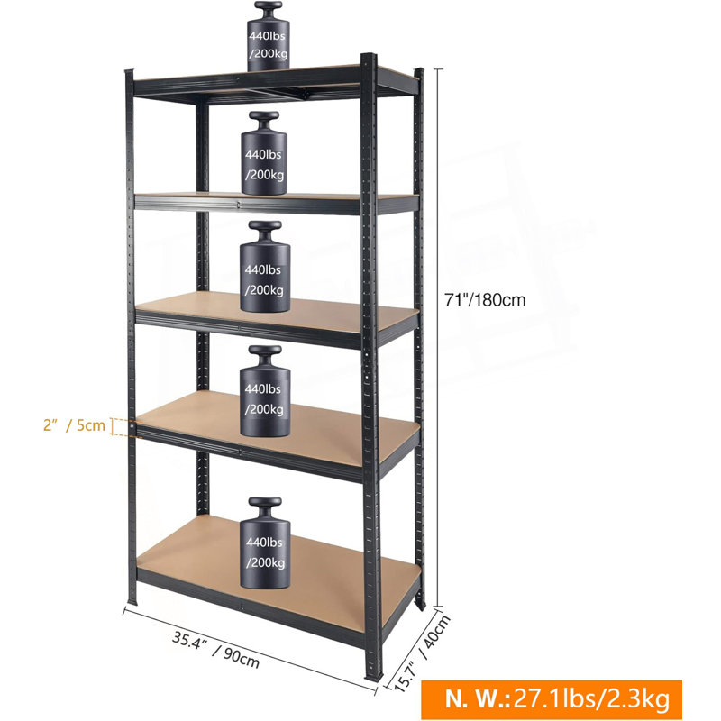 Support de rangement de garage réglable avec structure en métal, tablettes de rangement de garage