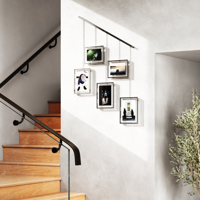 Exhibit Wall Picture Frames, Set of 5, Chrome