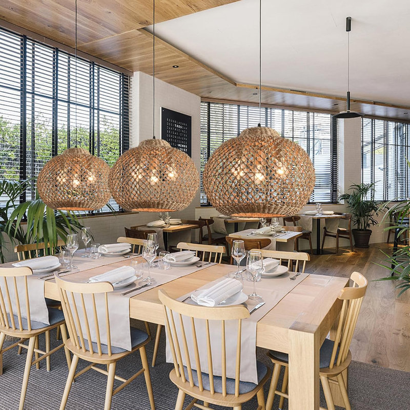 Boho Rattan Pendant Light With 3-Light Hand Woven Wicker Design, Natural Seagrass Chandelier For Dining Room, Living Room, Bedroom, Kitchen, And Farmhouse Decor