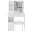 Petit meuble-lavabo de 29,2 po avec tabouret de bureau et tabouret rembourré à gauche 29,5 po, grande commande tactile, interrupteur tricolore, miroir à luminosité réglable, rangement à grande capacité, convient aux petits espaces-163986345