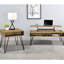 Table de bout polyvalente rustique en chêne doré et noir avec pieds en métal avec base de rangement pratique
