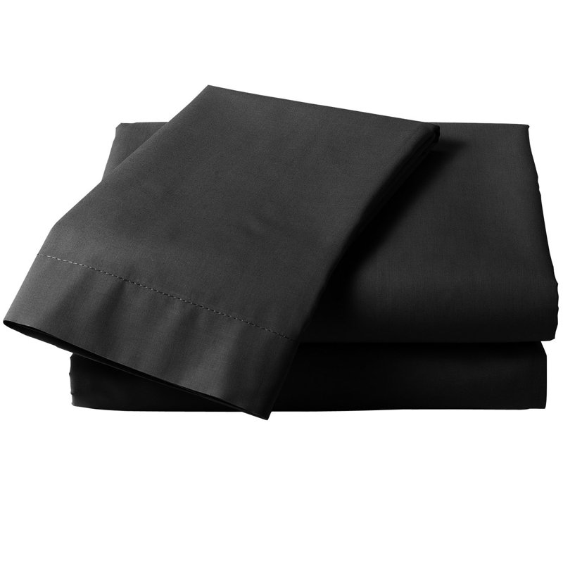 Cotton Blend/Polyester Flat Sheet, Black, Double (4'6)