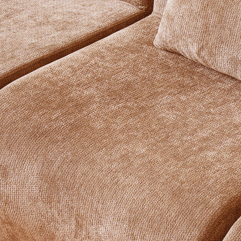 Boneless 4 - Piece Upholstered Sectional-bg, Orange Chenille
