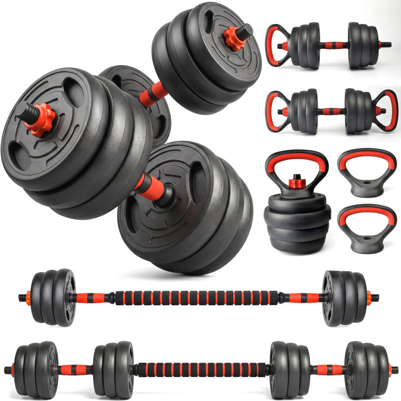 Ensemble d'haltères réglables de 66 lb, ensemble de haltères convertibles 4-en-1 et de kettlebell avec supports à pousser, ensemble de poids pour salle de sport compacte