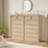 Modern Tall Dining Table with 7 Drawers, Natural Oak Storage Buffet Sideboard for Dining Room, Living Room, Entryway & Bedroom-641899137