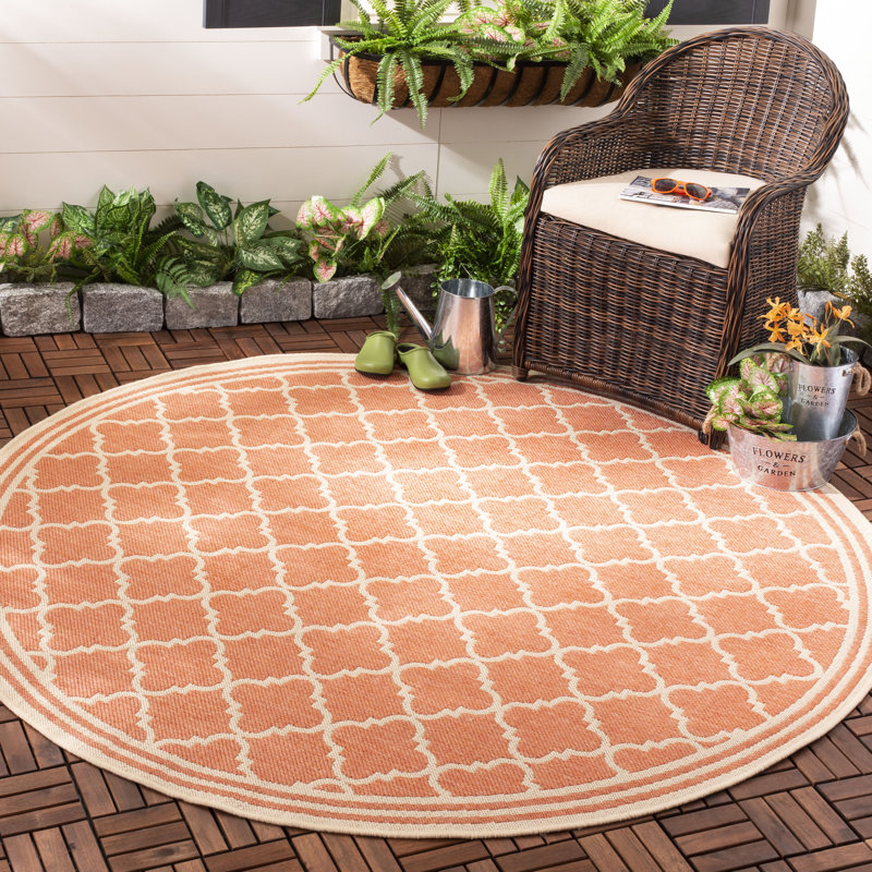 Adler Performance Geometric Indoor/Outdoor Area Rug, Round 8'