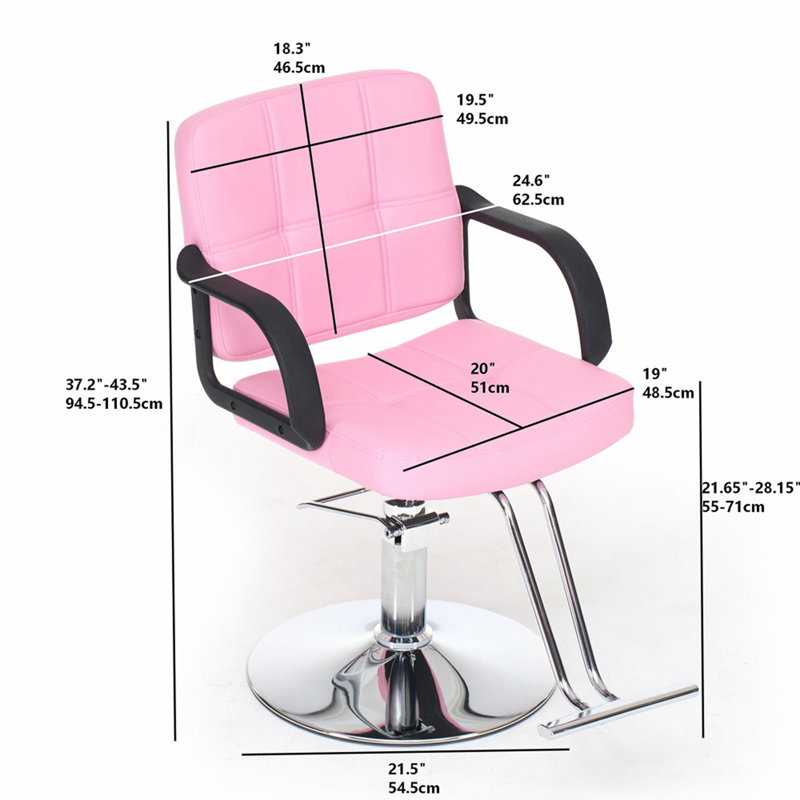 Fauteuil de coiffeur pour coiffeur - pivotant à 360 °, hauteur réglable, capacité 350 lb avec pompe hydraulique robuste, rose