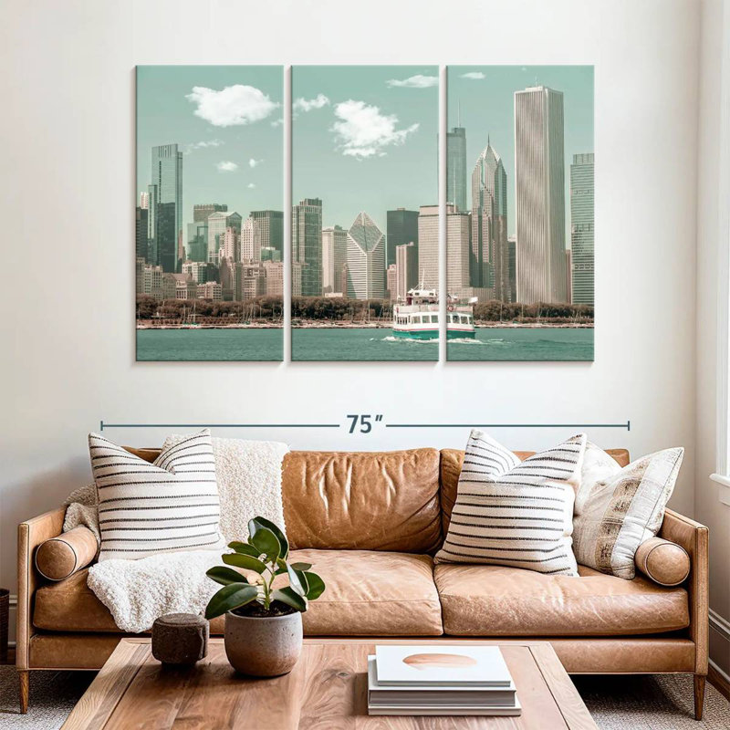 Style rétro Sirci Chicago Skyline, H 42 po x l 65 po
