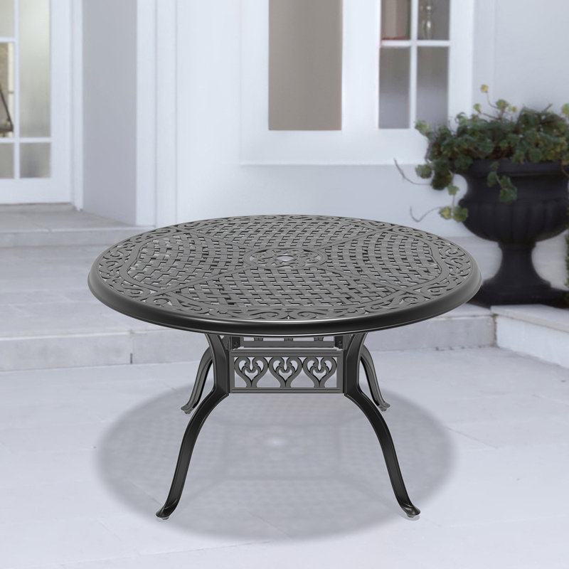 Table de salle à manger d'extérieur ronde 35,48 po Follansbee, 48''