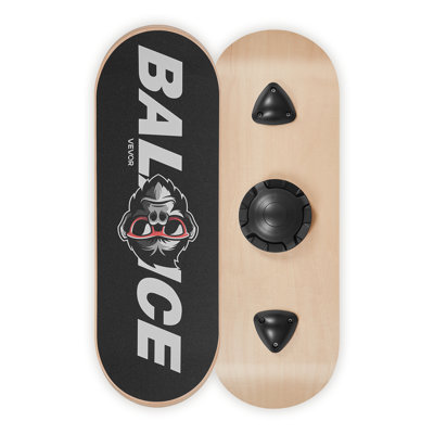 Balance Board, base réglable à 3 niveaux Wobble Board pour adultes, équipement d'entraînement en bois de qualité supérieure, surface antidérapante pour l'entraînement de base, exercice de bureau debout, gymnase à domicile, yoga