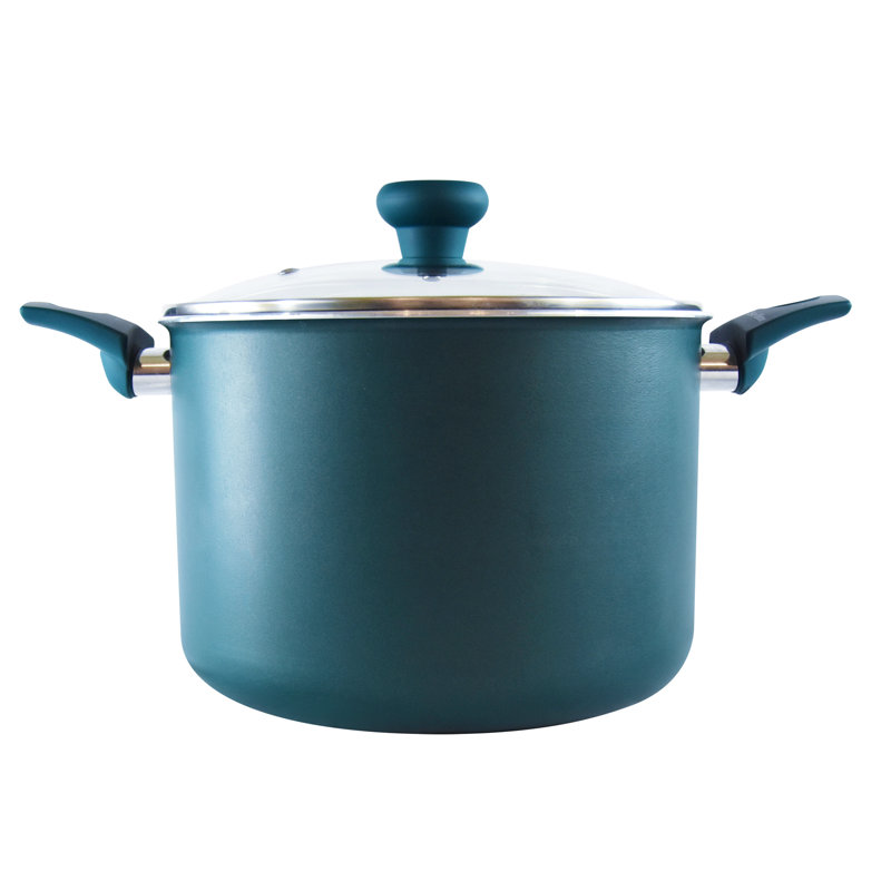 Sea Green 8-Qt Non-Stick Aluminum Stock Pot with Lid