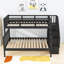 Lit superposé simple au dessus d'un lit double en bois avec 3 tablettes-595450382