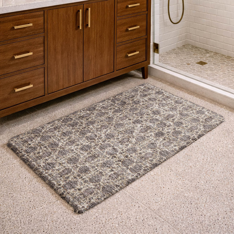 Tapis floral à poils longs de qualité supérieure lavable à la machine ADS702, Ivoire ivoire, 1 pi 8 po x 2 pi 6 po
