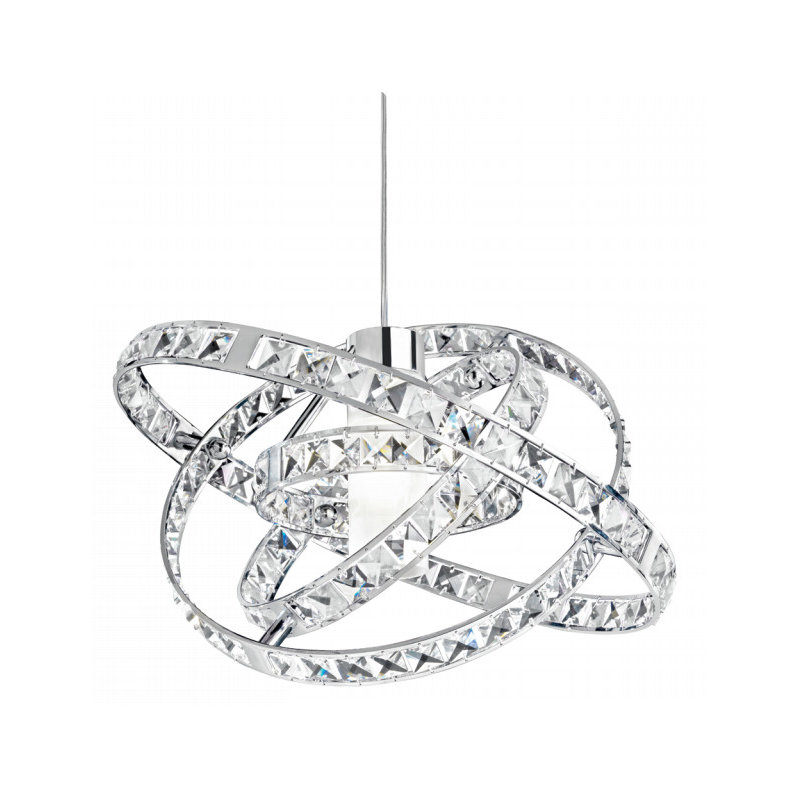 1 - Light Sphere Pendant, Crystal and polished chrome