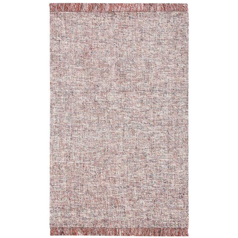 Handmade Flatweave Wool Grey/Rust Area Rug, Rectangle 5' x 8'