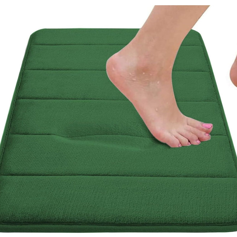 Ensemble de 3 tapis de salle de bain en mousse viscoélastique vert foncé