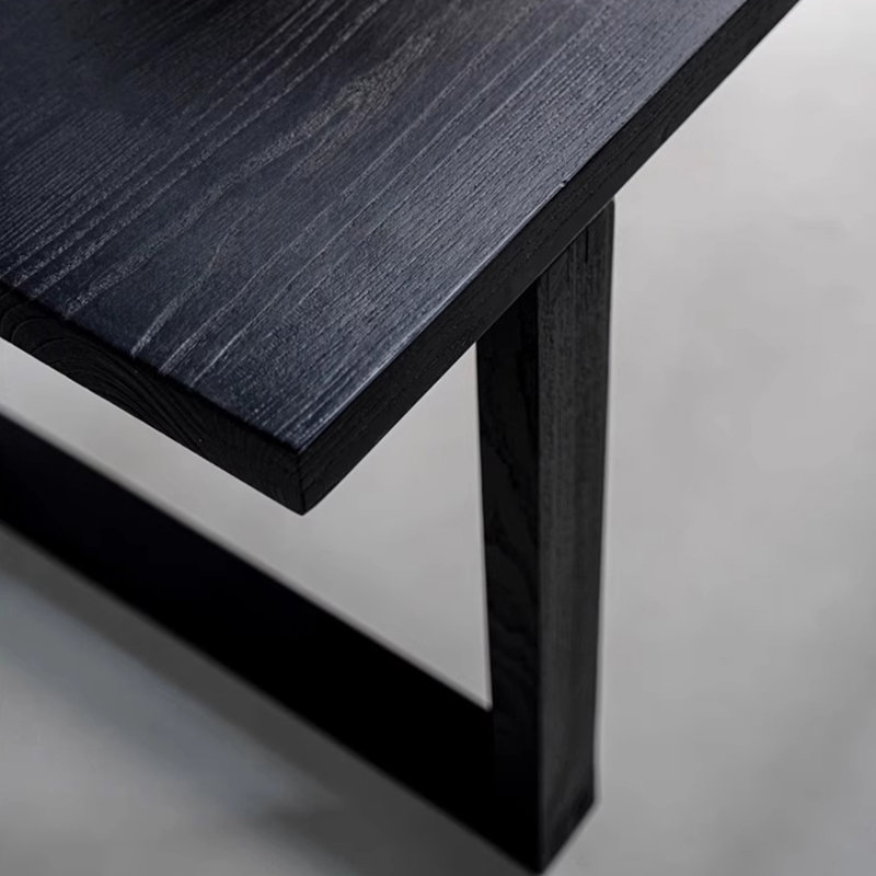 Table de salle à manger rectangulaire en bois massif noir, H 29,53 po x L 55,12 po x l 31,5 po