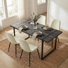 Modern Industrial 5-piece Dining Set, 59" Rectangular Table&4 Upholstered Chairs