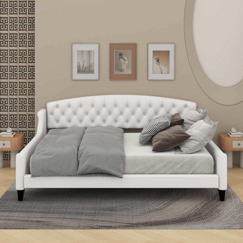 Full Size Modern Luxury Tufted Button Daybed, Beige