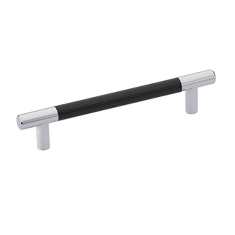 Bar Pull, Satin Nickel/Fiber Black, 5"