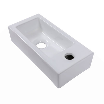 Lavabo de salle de bain mural rectangulaire en céramique avec trou de robinet simple