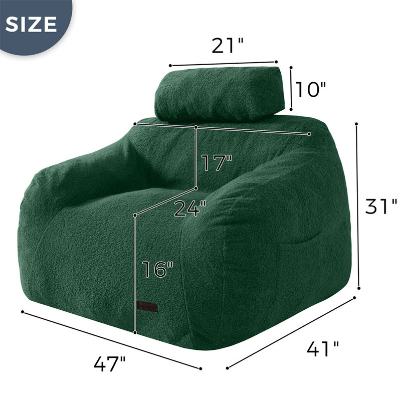 Fauteuil à billes en polyester, Polyester vert