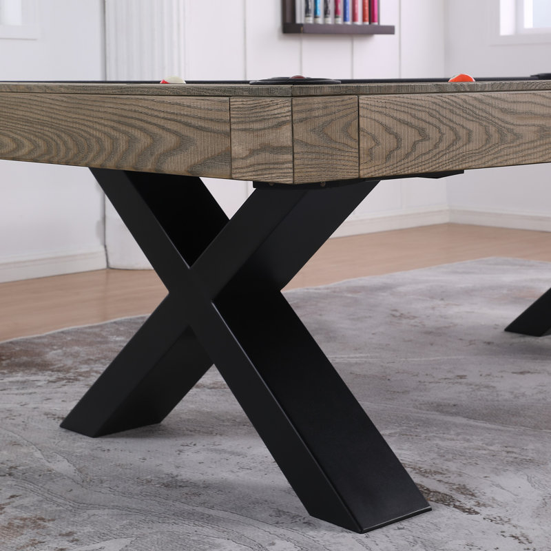 Table de billard en ardoise 8 pi Texas II avec pieds en acier, Bleu royal, Distressing Vintage Ash