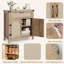 Buffet 2 pièces en rotin avec rangement, armoire de rangement de style campagnard avec tiroir