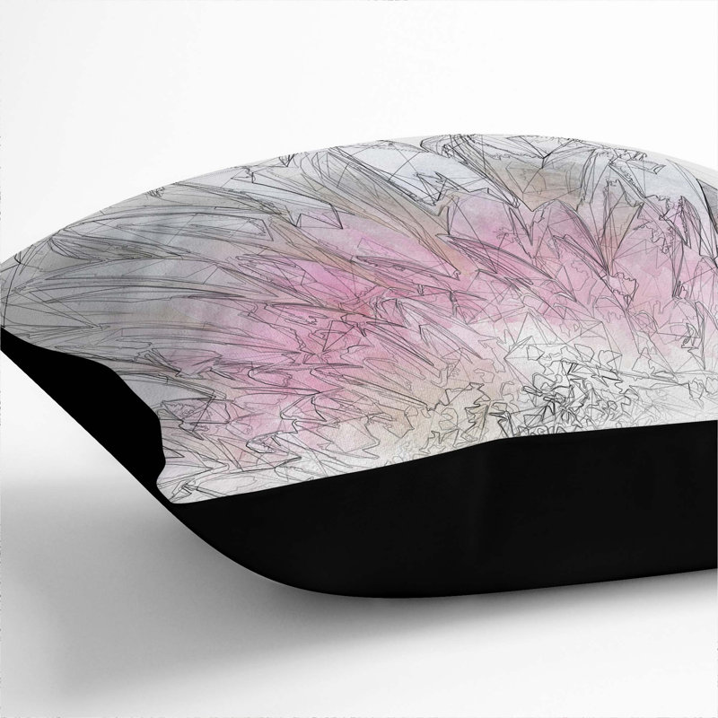 Petals of a Gerbera Cushion with Filling, 40cm H x 40cm W x 15cm D, Black