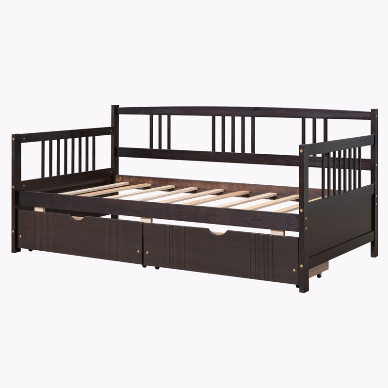 Daybed with 2 Drawer, Espresso, Twin