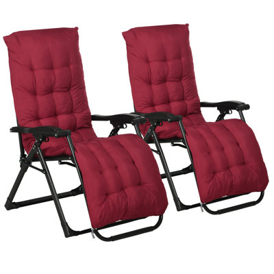 Reclining Zero Gravity Chair Folding Garden Sun Lounger Cushion Headrest